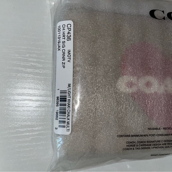 Coach Corner Zip Heart Print Wristlet - Picture 5 of 7